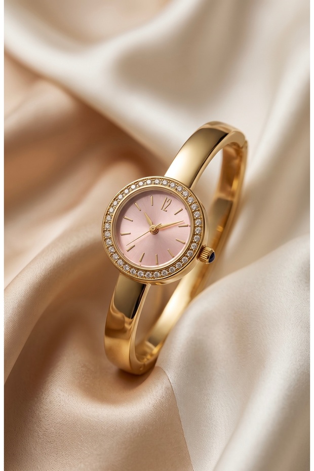 De Ronde Women's Steel Watch Gold Color & Pink Dial Clamshell Vintage Watch Old Money Luxury Classic Elegant Stylish Women's Wristwatch | Limited Edition 2026