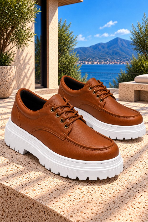 Yg-13 Men's Casual Lace-Up Leather Classic Shoes Cbt - Tan