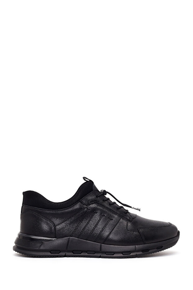 Men's Black Lace-Up Leather Sneaker Wm828006Dv