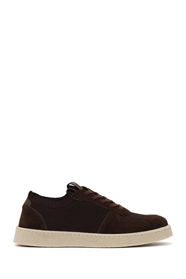 Men's Brown Lace-Up Suede Leather Sneaker Wm68006565