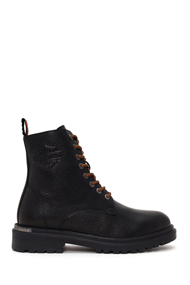 Men's Black Steven Zippered Leather Boots 026m100065