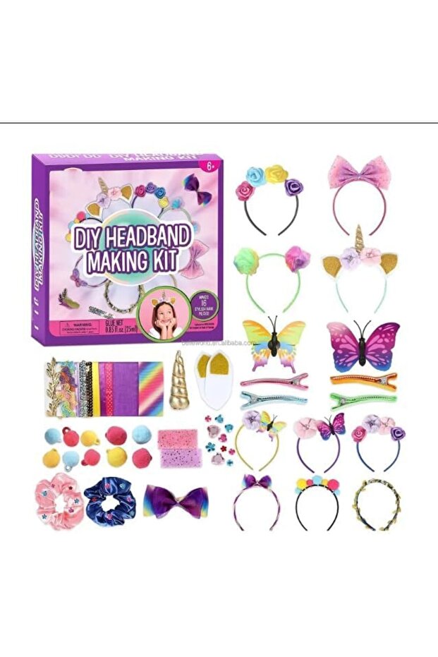 65Pcs DIY Scrunchie and Headband Making Kit for Girls,Fashion Hair Accessory Craft Set for Ages 5-12