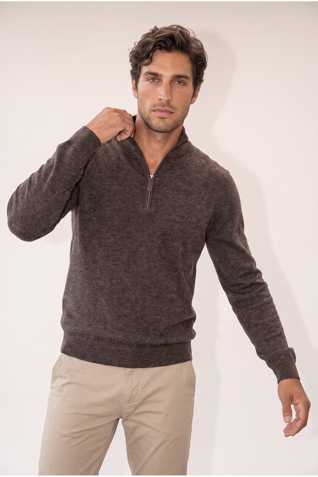 High Collar Zippered Muline Thessaloniki Sweatshirt