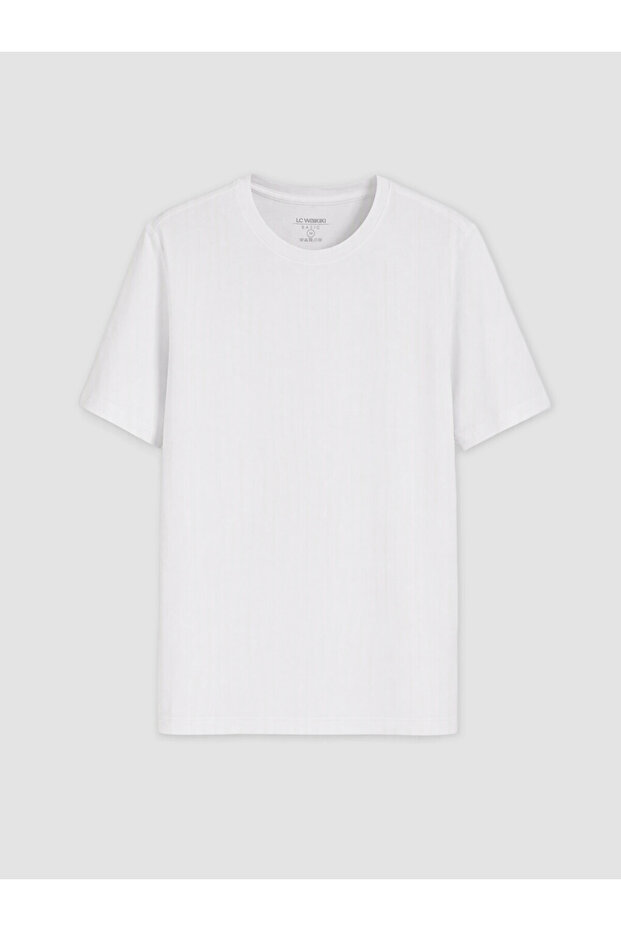 Vizyon New Season White Crew Neck Men's T-Shirt