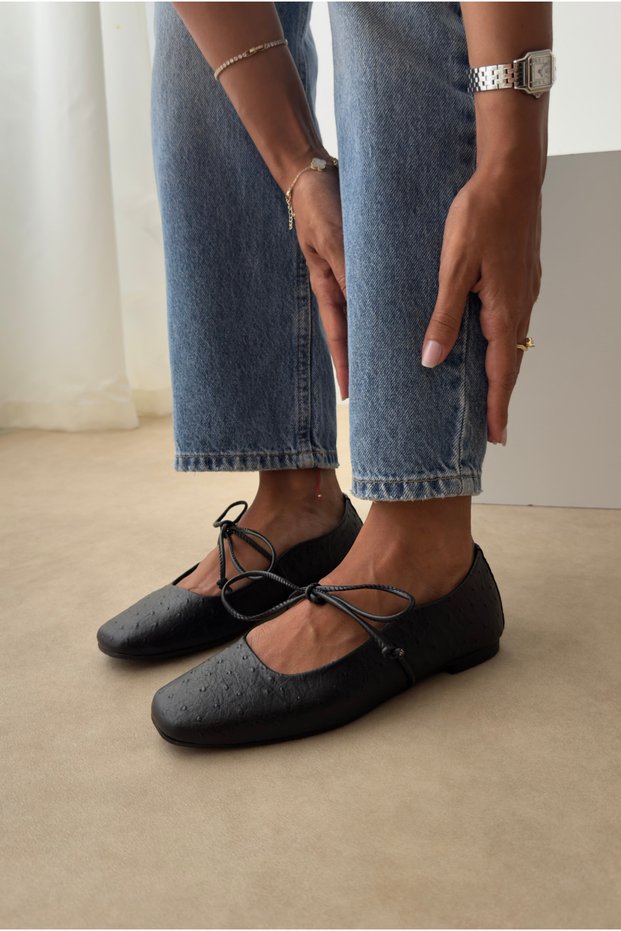 Women's Ballet Flats Black Pattern