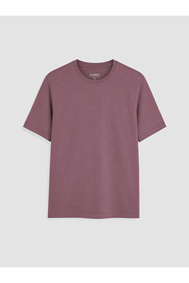 Vizyon New Season Purple Crew Neck Combed Cotton Men's T-Shirt