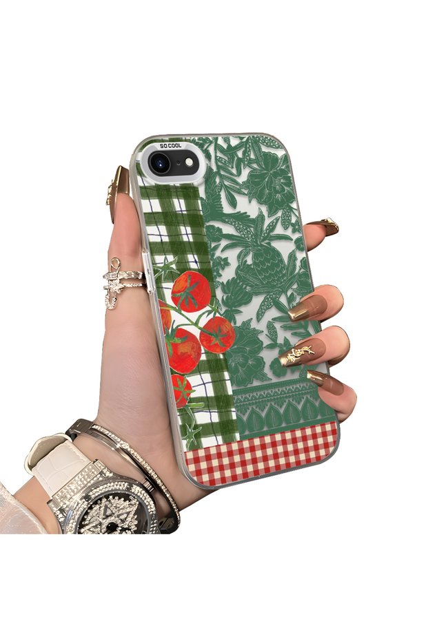 Vegetable Flower Pattern Phone Case with Acrylic Hard Back Panel and Silicone Edges Compatible with iPhone 7/8/Se 2020 2022