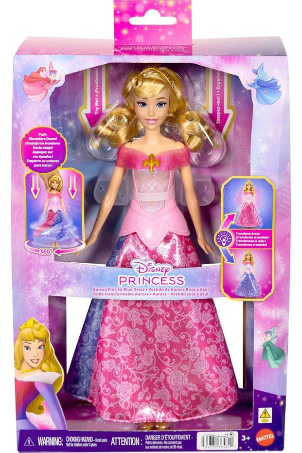 Princess Pink to Blue Dress Aurora Fashion Doll