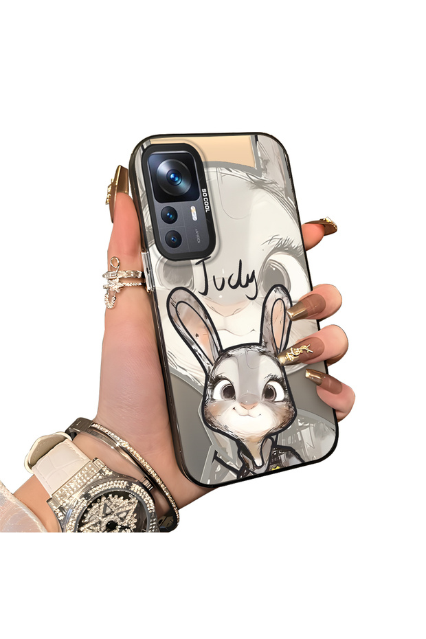 Xiaomi Mi 12T/12T Pro Compatible Cartoon Fox Judy Patterned Case Acrylic Hard Back Silicone Edge