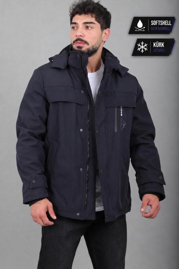 Softsheel Winter Coat with Fur Inside and Chest Detail Kmd 833_50524