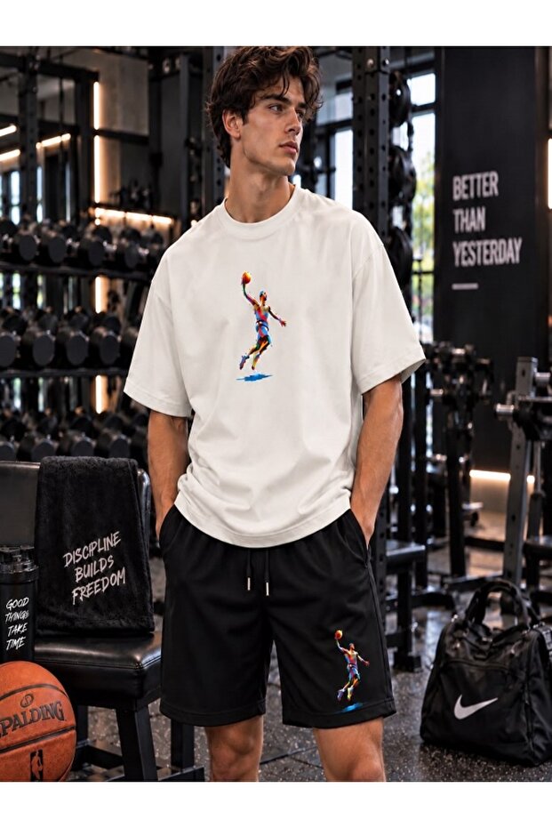 New Season Unisex T-Shirt and Shorts Basket Adam Printed Set