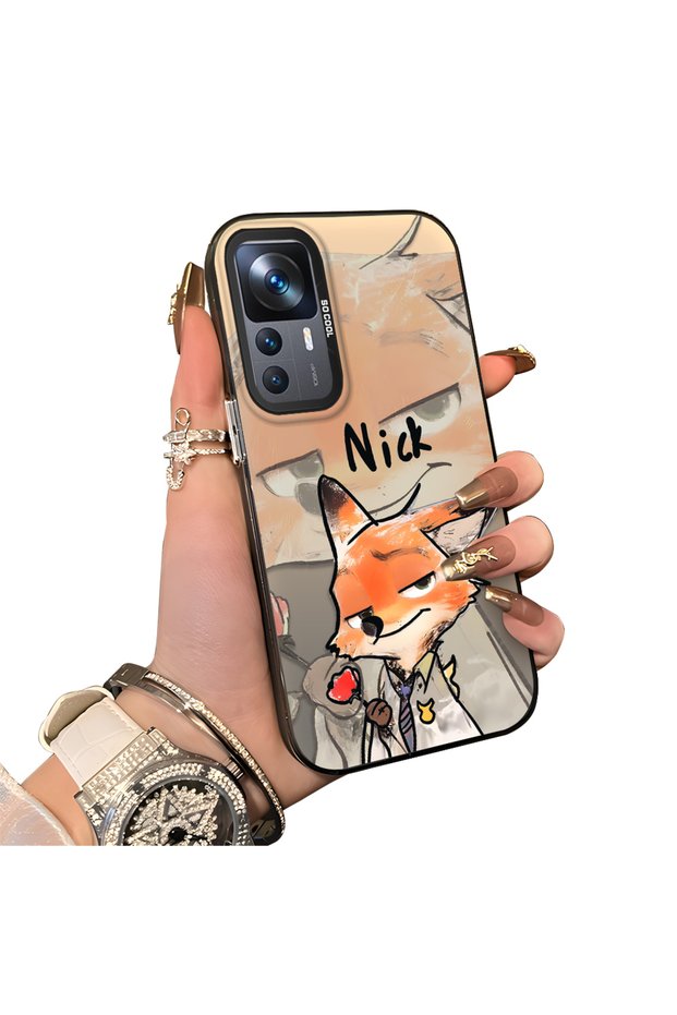 Xiaomi Mi 12T/12T Pro Compatible Cartoon Fox Nick Patterned Case Acrylic Hard Back Silicon Edge