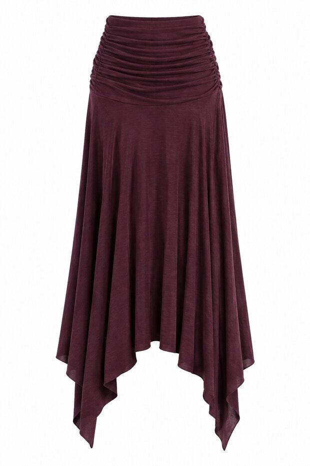 Plum Waist Draped Asymmetrical Skirt - 2Y3366