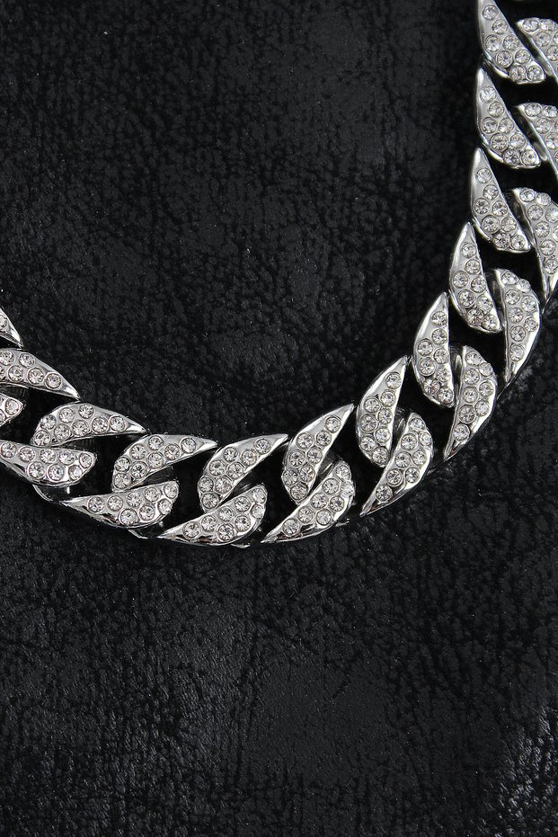 Cuba Gourmet Men's Necklace with Silver Brass Zircon for Maintained Man