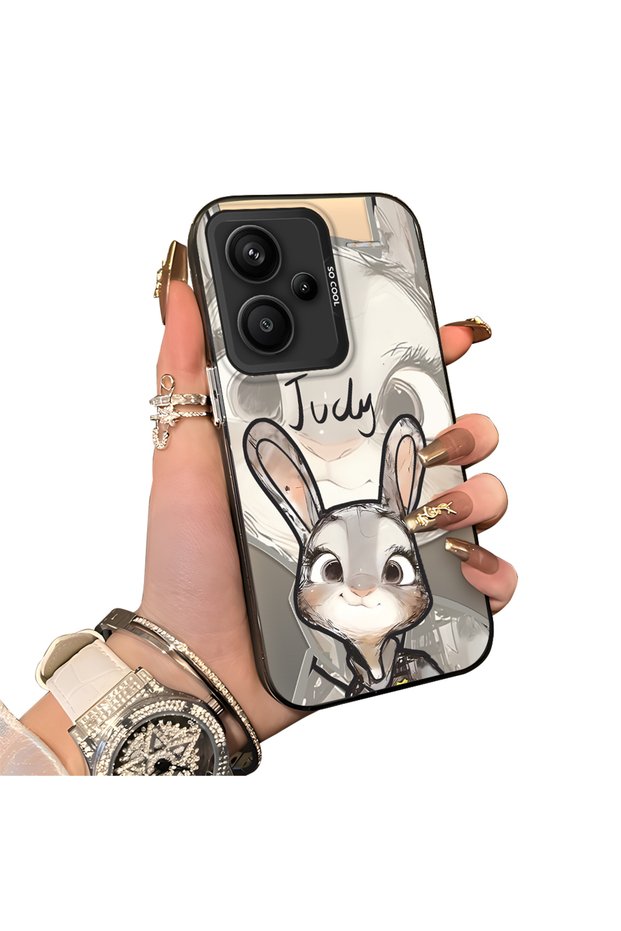 Xiaomi Redmi Note 13 Pro Plus+ 5g Compatible Cartoon Fox Judy Patterned Case Acrylic Hard Back Silicone Edge