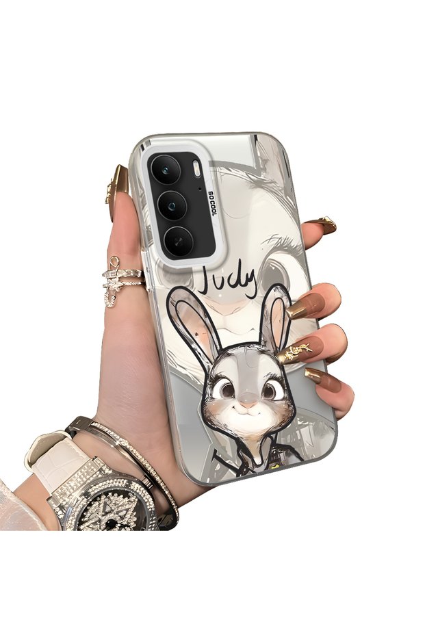 Realme C75 4g Compatible Cartoon Fox Judy Patterned Case Acrylic Hard Back Silicon Edge