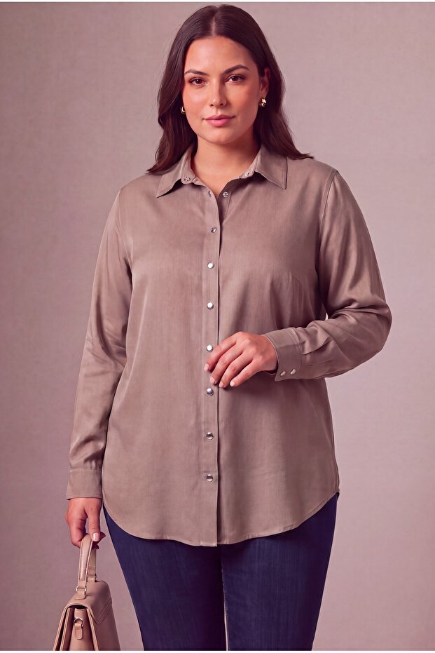 Tensel Plus Size Shirt Mink
