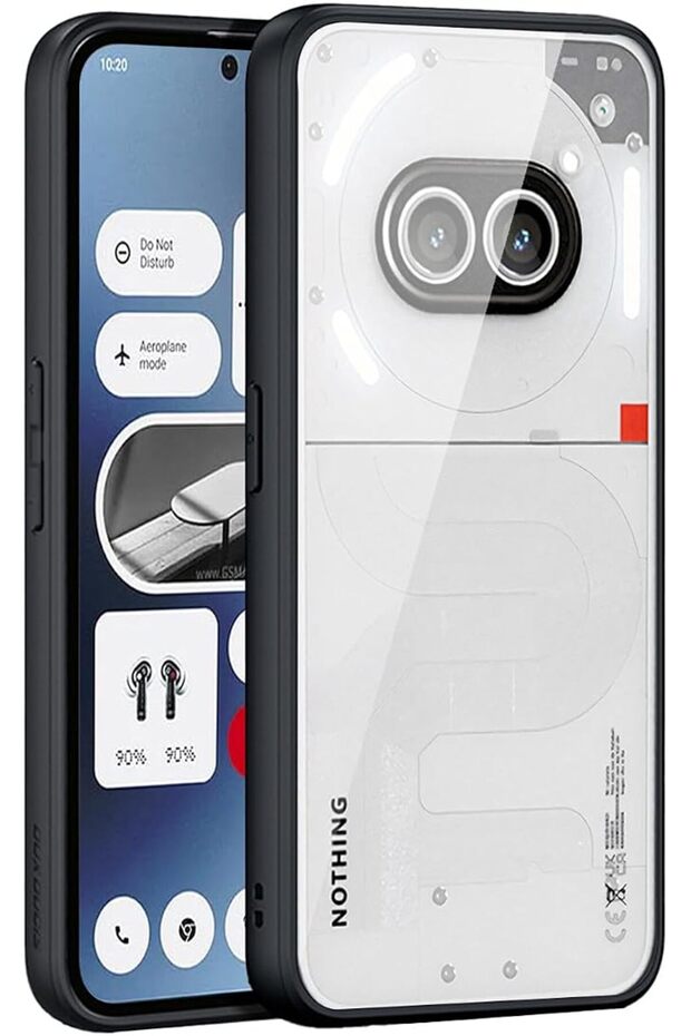 غطاء حماية لهاتف Nothing Phone 2a / Nothing 2a Plus، خلفية صلبة من البولي كربونات + إطار مرن من TPU شفاف كالكريستال