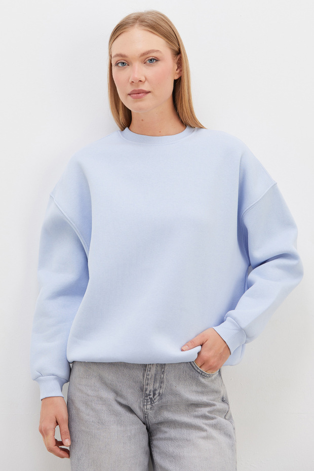 3 Yarn Basic Crew Neck Oversize Sweatshirt