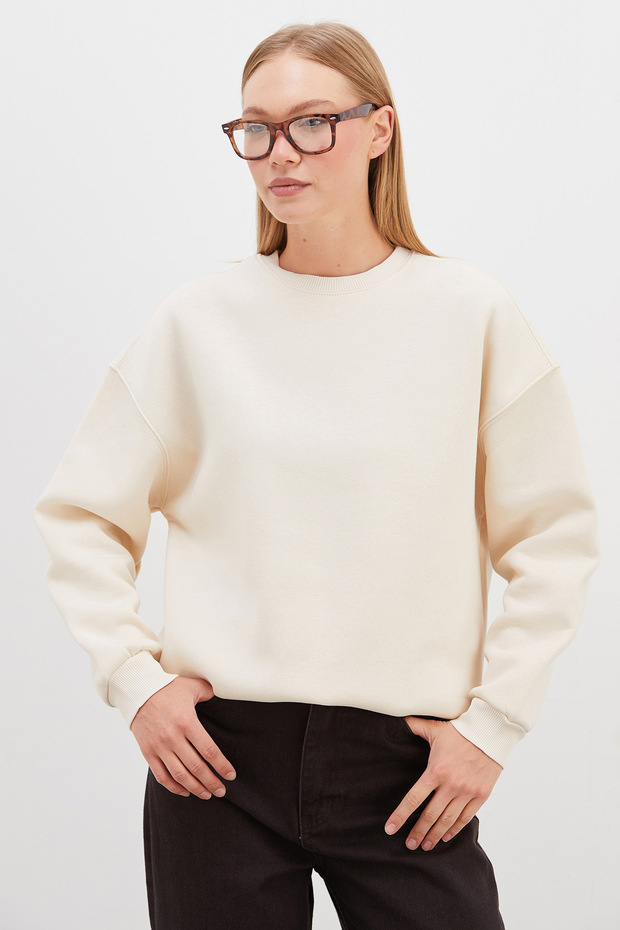 3 Yarn Basic Crew Neck Oversize Sweatshirt