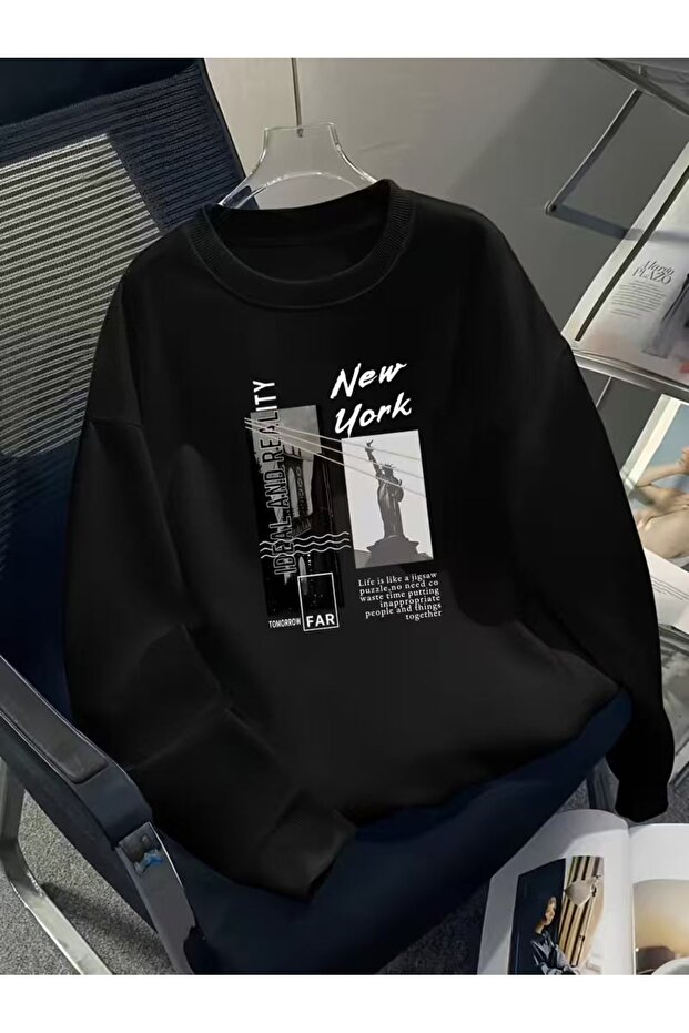 Unisex Men's Printed Crew Neck Comfortable Fit Regular Cut Sweatshirt