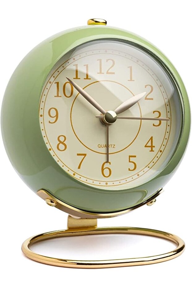 Alarm Clock, Small Desk Clock for Table, Non Ticking Retro Analog Silent Alarm Clock, Batter