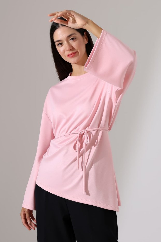 Women's Modal Belted Asymmetrical Long Sleeve Tunic