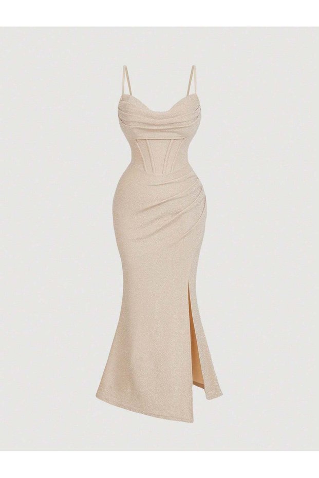Rochie maxi, bej - 4XL