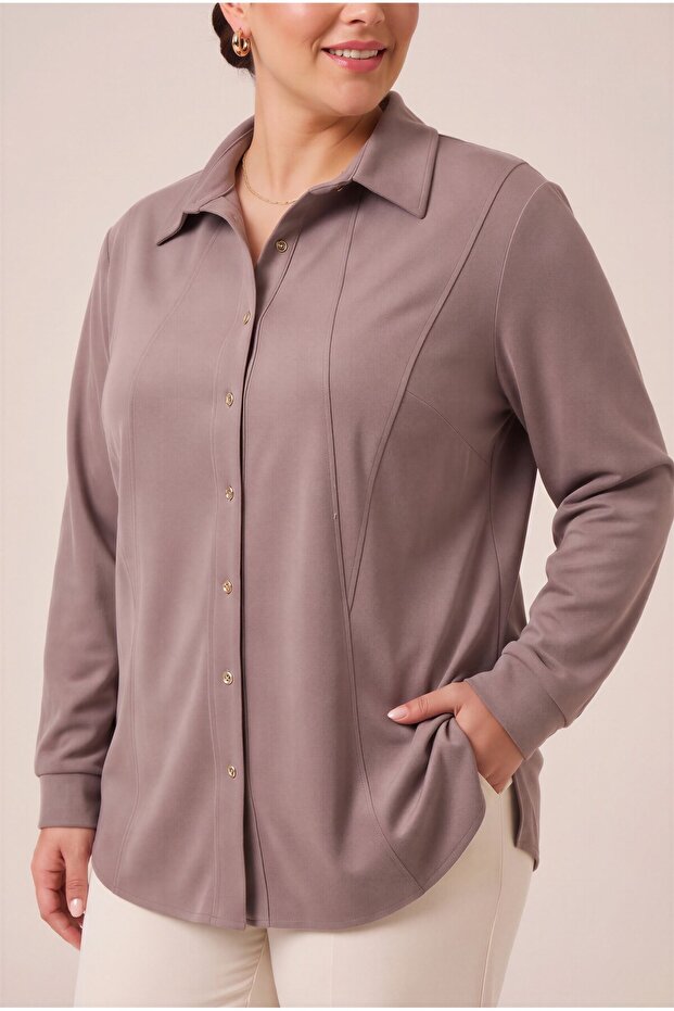 Lyocel Pike Modal Plus Size Shirt Mink