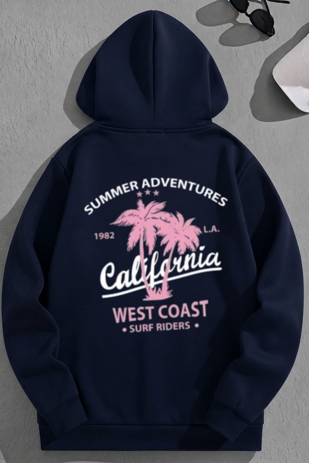 Unisex 3 Thread Cotton Navy Blue Sacalif1982 Print Loose Fit Sweatshirt Hoodie