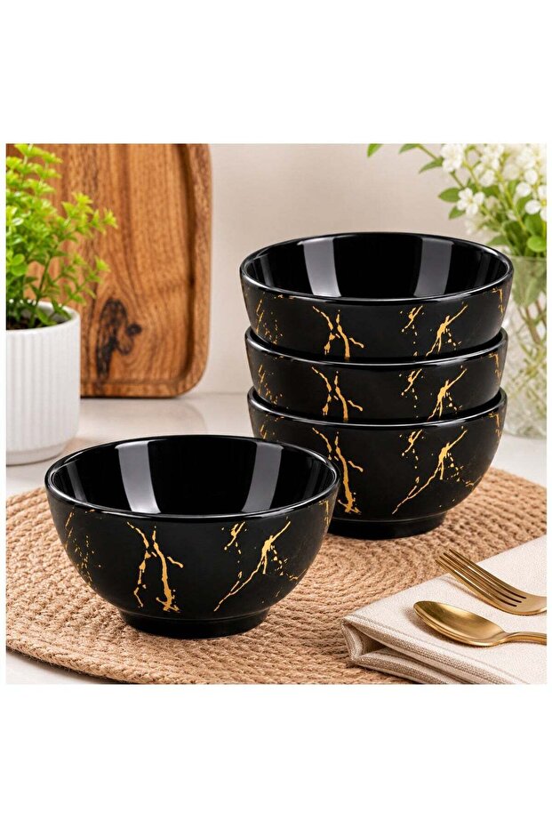 3.5 Inch Bowl Set of 4, Black Stone Design Small Serving Bowls, 9 cm Snack Dessert Fruit Dip Sauce Condiment Bowls for Home Kitchen Dining,BB1772