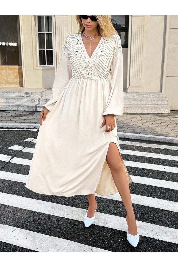 Rochie maxi, crem - XS