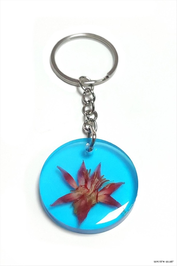 Spt-Gld Tesbih Flower Daisy Epoxy (144413) Keychain Blue
