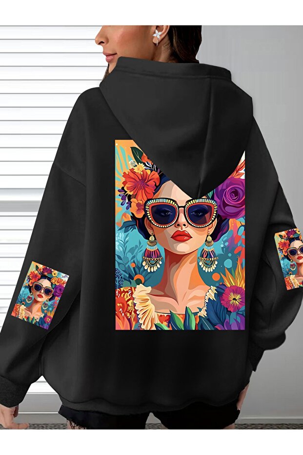 Unisex Sleeve Printed Hooded Kangaroo Pocket Comfortable Fit Regular Cut Sweatshirt