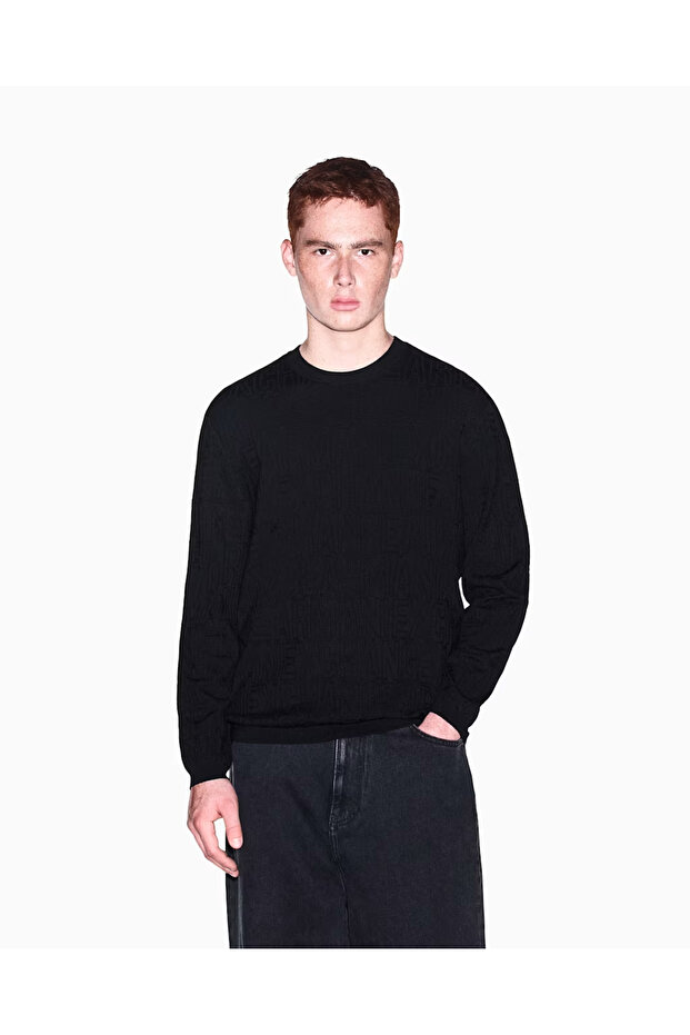 Men's Long Sleeve Round Neck Black Sweater