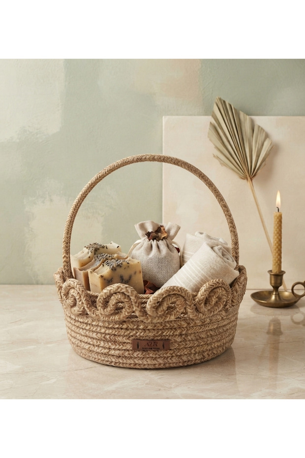 Natural Jute Rope Promise Engagement Wedding Henna Basket Organizer Multi-Purpose 20X7