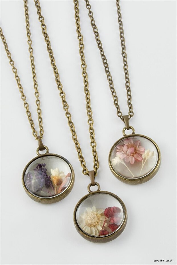 Spt-Gld Mixed Color Flower Vivid (03506) Necklace Antique