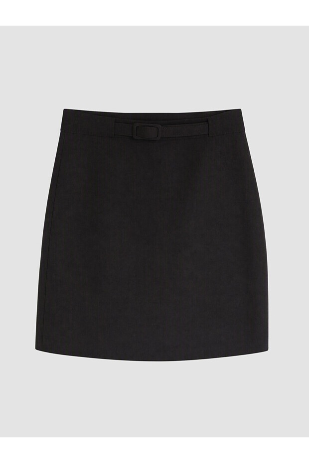 Özmarka New Season Black Mini Skirt with Belt