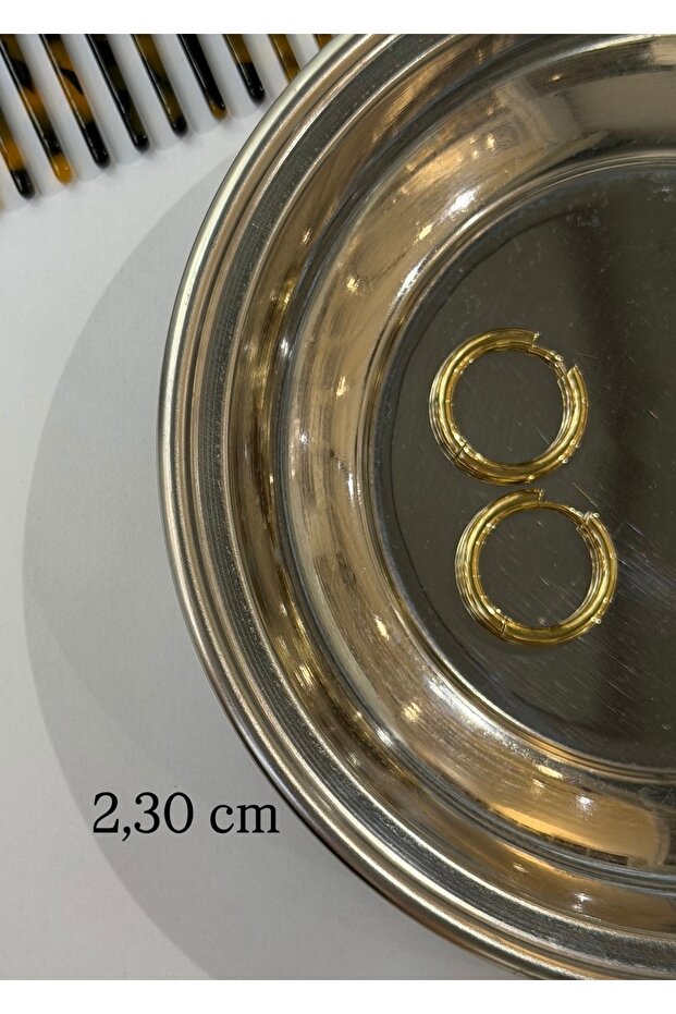 2.30 cm Gold Color Steel Hoop Earrings