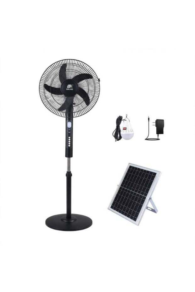 16 Inch Solar Fan with LED Light & Remote Control | Portable Rechargeable Floor Fan for Outdoor Camping, Patio, & Emergency | 4000mAh Battery, 8-Hour Runtime, Class A+++ Energy Efficient | So