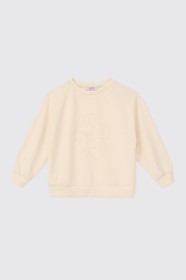 Girl's Crew Neck Ecru Sweatshirt