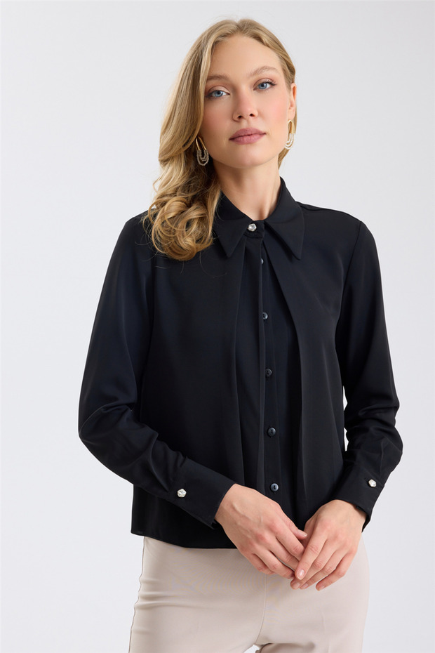 Matte Satin Shirt with Hidden Buttons