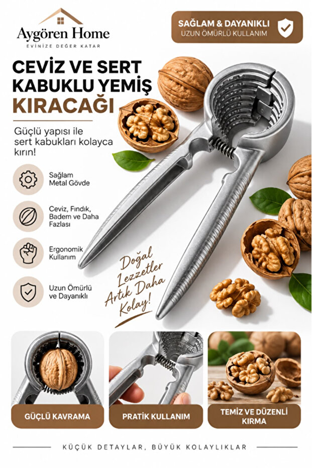 Sturdy Walnut Cracker, Stainless Steel Nutcracker for Hazelnuts and Walnuts, 1 Piece