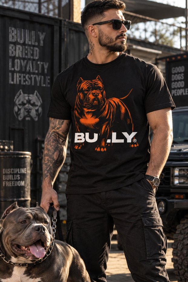 American Dog Printed 100% Cotton Crew Neck T-Shirt Men's Black Regular Fit