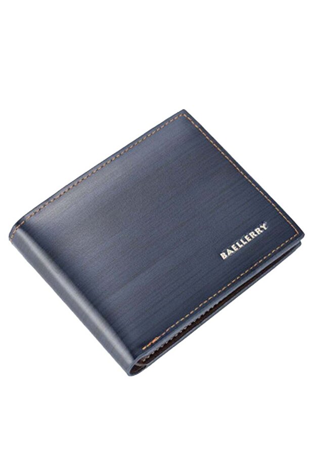 2 Fold Brief Design Short Wallet Blue