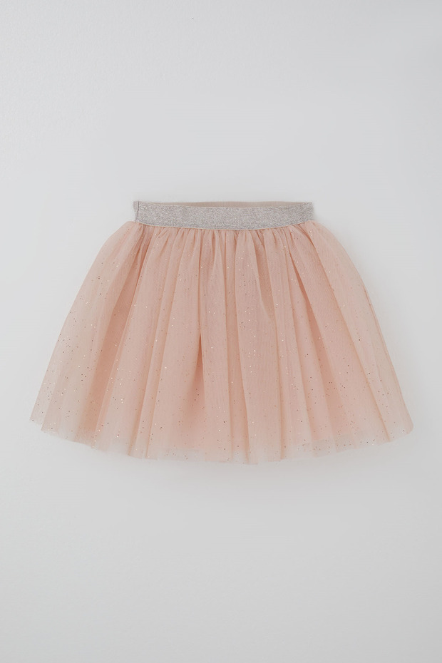 Girl's Tutu Skirt with Glitter and Elastic Waist, Ages 5-10, Powder