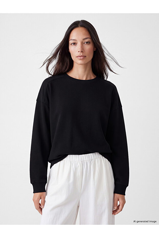 Peak New Season Black Oversize Women's Thick Sweatshirt