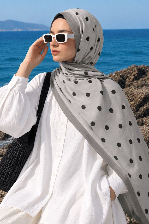 Polka Dot Shawl Tsd260287 Gray
