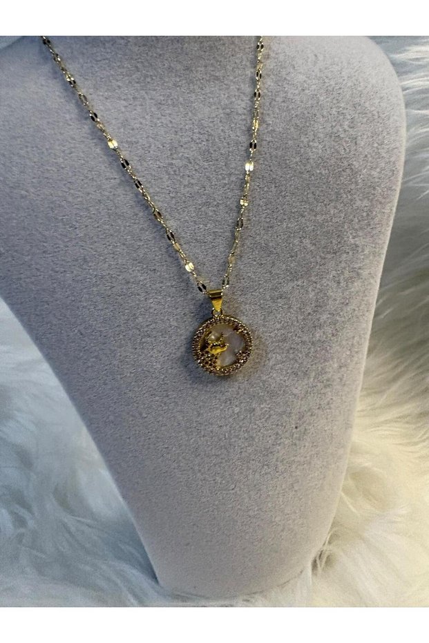 Zodiac Sign Pendant Sedefli̇ Necklace 316L Stainless Gold “Anti-Allergic” Stylish Elegant