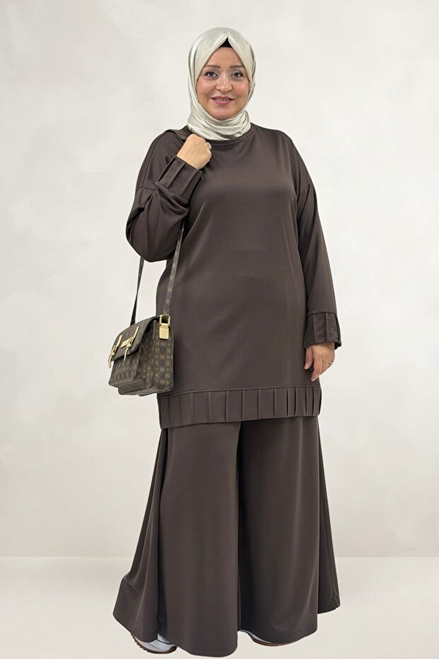 58173 Plus Size Modal Tunic with Fringe Detail - Brown